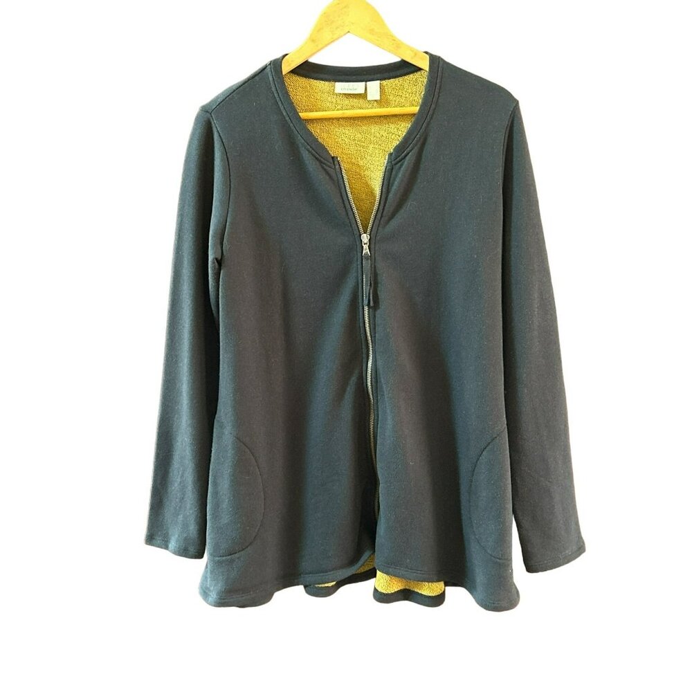 Logo Lounge Women's Black Zip-Up Cardigan Long Sleeve Size Small Casual Work